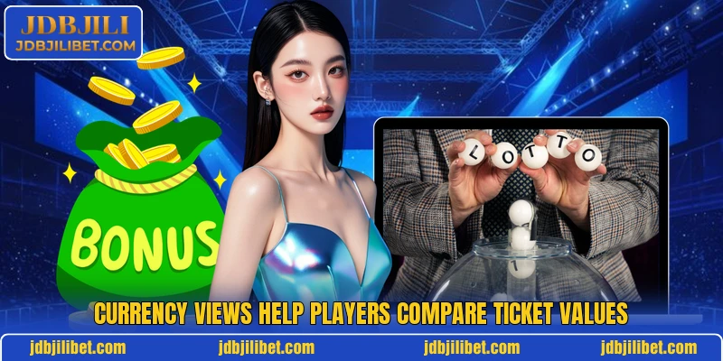 Currency views help players compare ticket values Currency views help players compare ticket values